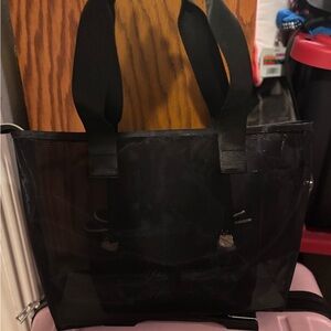 Hello Kitty Black Glossy Tote Bag with Make up bag